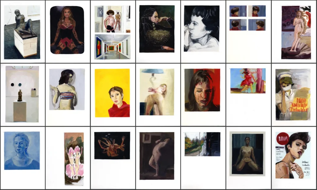 01 las chicas del catálogo, 2007 oil on paper 29,5 x 21 cm each set of 21