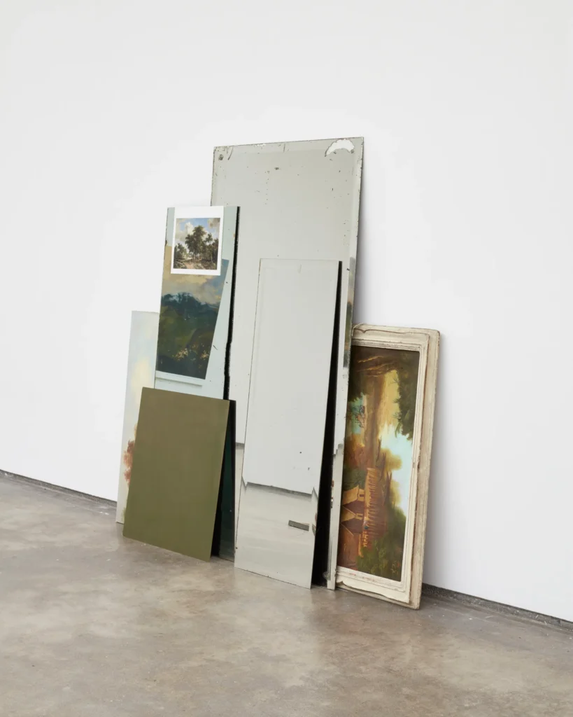 sandra gamarra yacimiento iv, 2015 second hand landscape paintings, mirrors 148 x 200cm