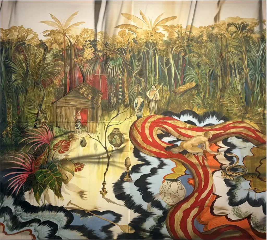 luciano maia retorno de norato, 2026 120x110 cm acrílica sobre sedas recortadas