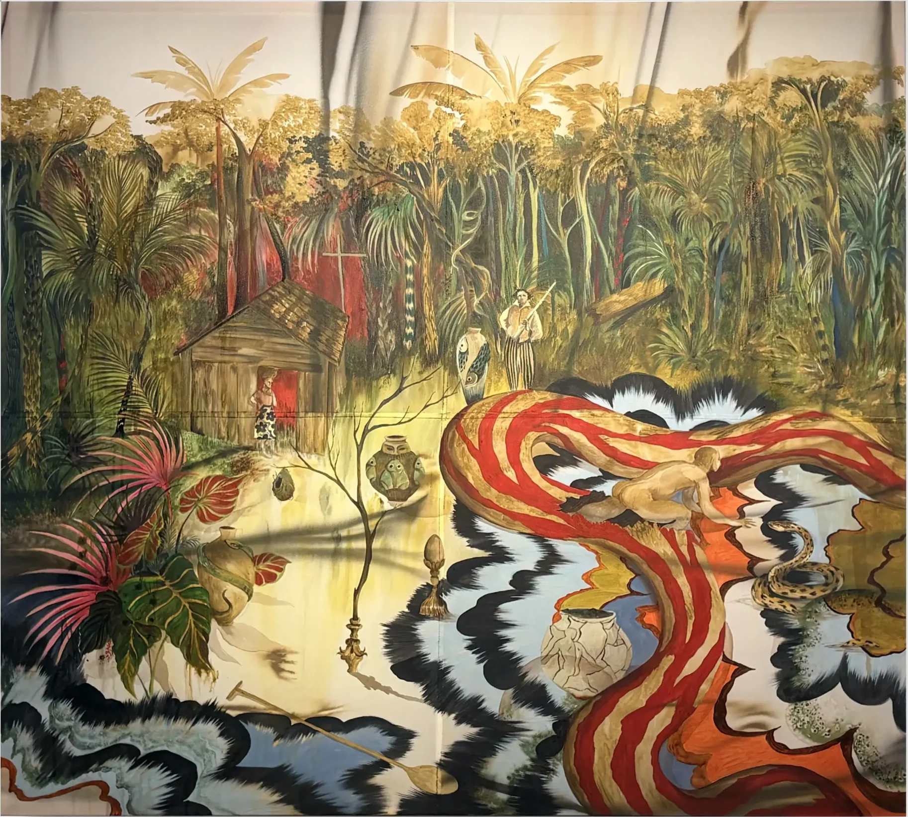 luciano maia retorno de norato, 2026 120x110 cm acrílica sobre sedas recortadas