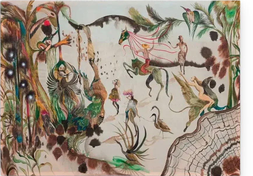 p25 luciano maia l’arribada 2025 acrílica sobre seda 120 x 88 cm sombra tripla