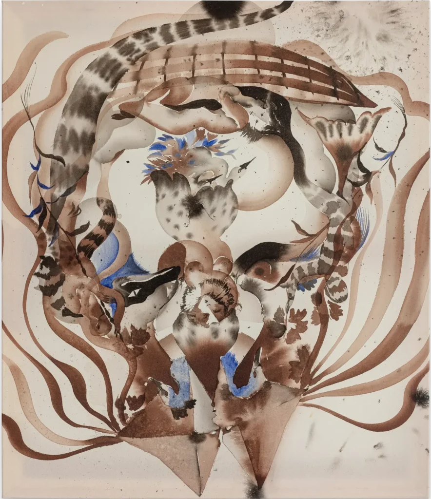 sem código luciano maia sem título, da série onironautas 2024 acrílica sobre seda 68 x 58 x 4 cm sombra tripla